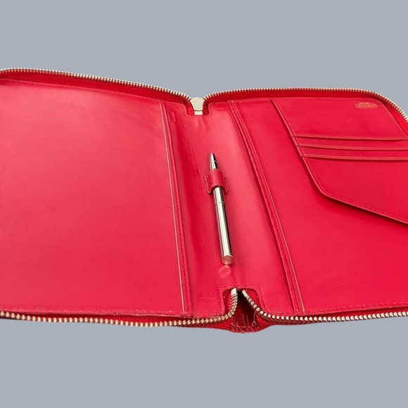 Coach Embossed Red Leather Zip Planner/Wallet/Organizer Clutch & Coach Pen - Picture 6 of 12